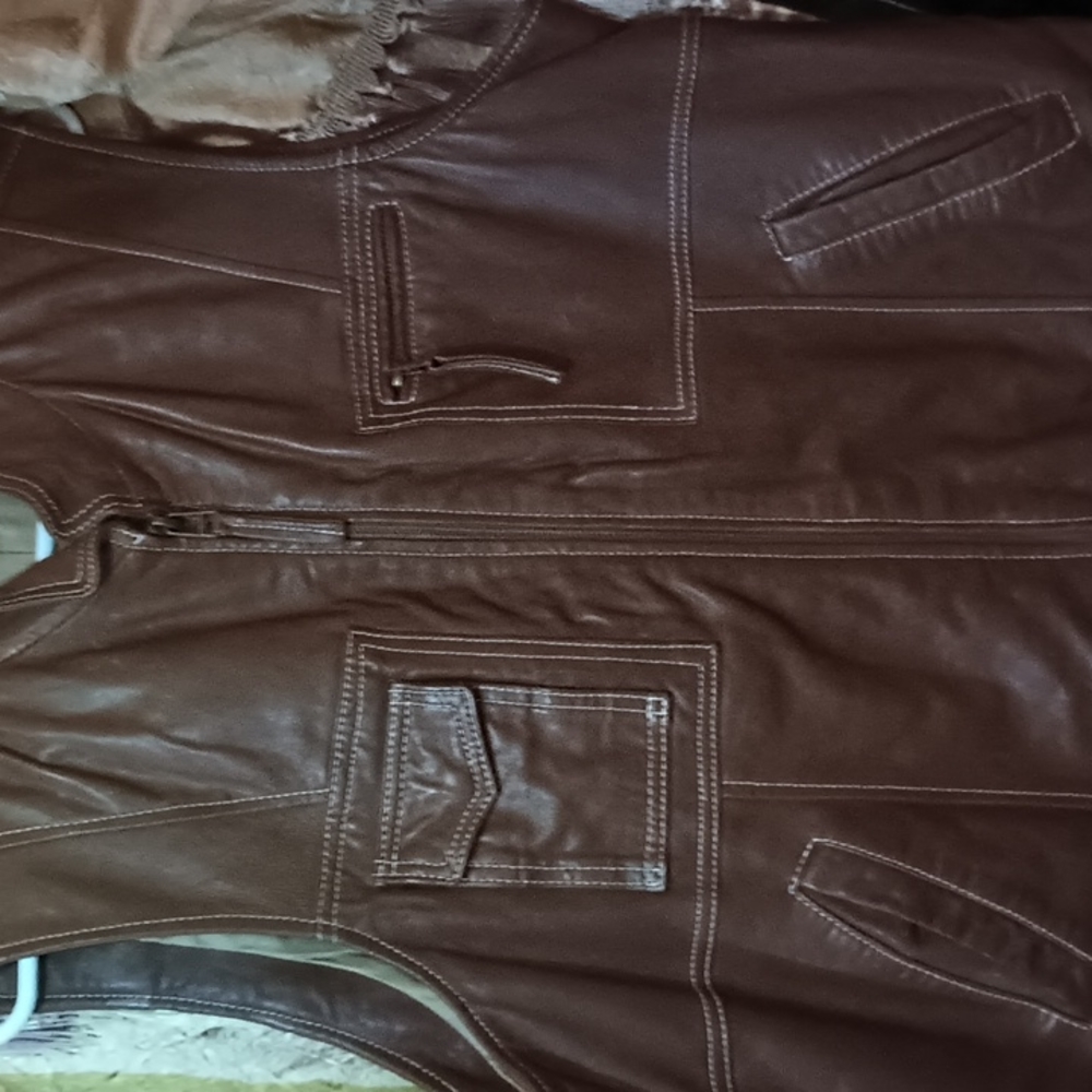 Brown pleather vest